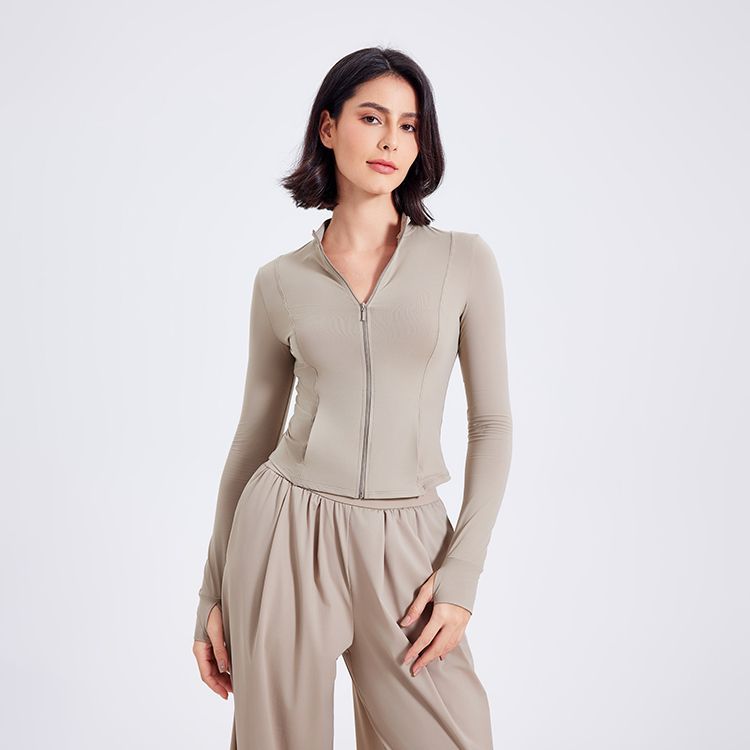 White Stand-up Collar Zip-up Wide-leg Pantsuit