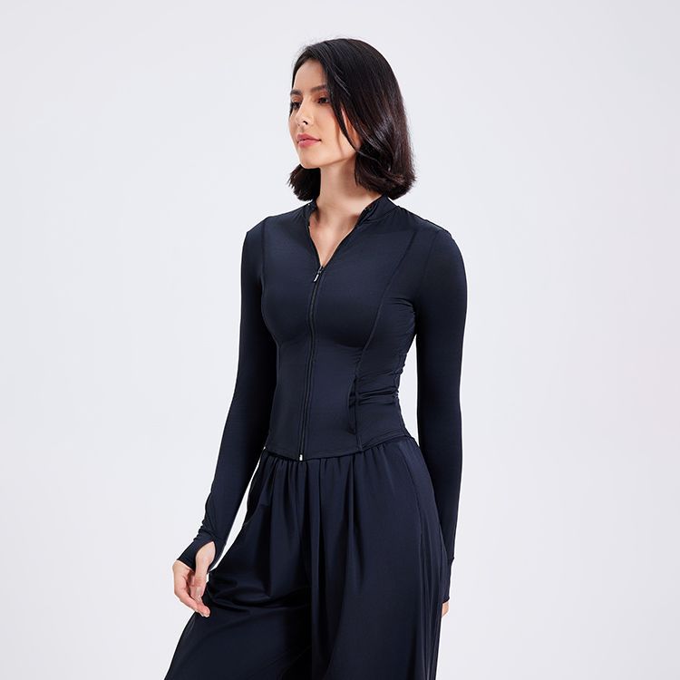 White Stand-up Collar Zip-up Wide-leg Pantsuit